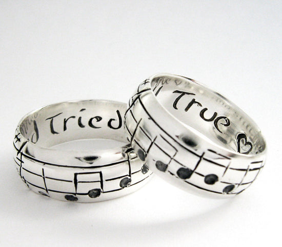 Custom Music Note Wedding Bands - Original Real Music Notes Ring, Sterling Music Ring, Sheet Music Nerd Wedding Rings, Geekery, Personalize