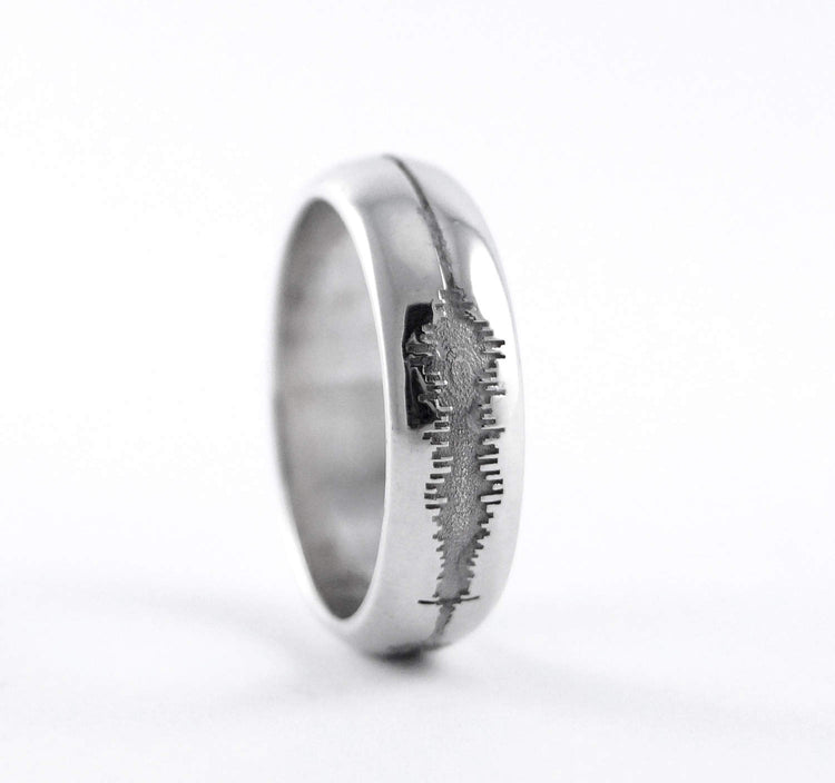 Sounds of Love - CAD 3D Printed Personalized Unisex Sound Wave Wedding Ring, Nerd Music Ring, Geek Wedding Ring, Geekery, Geek Chic, Mens