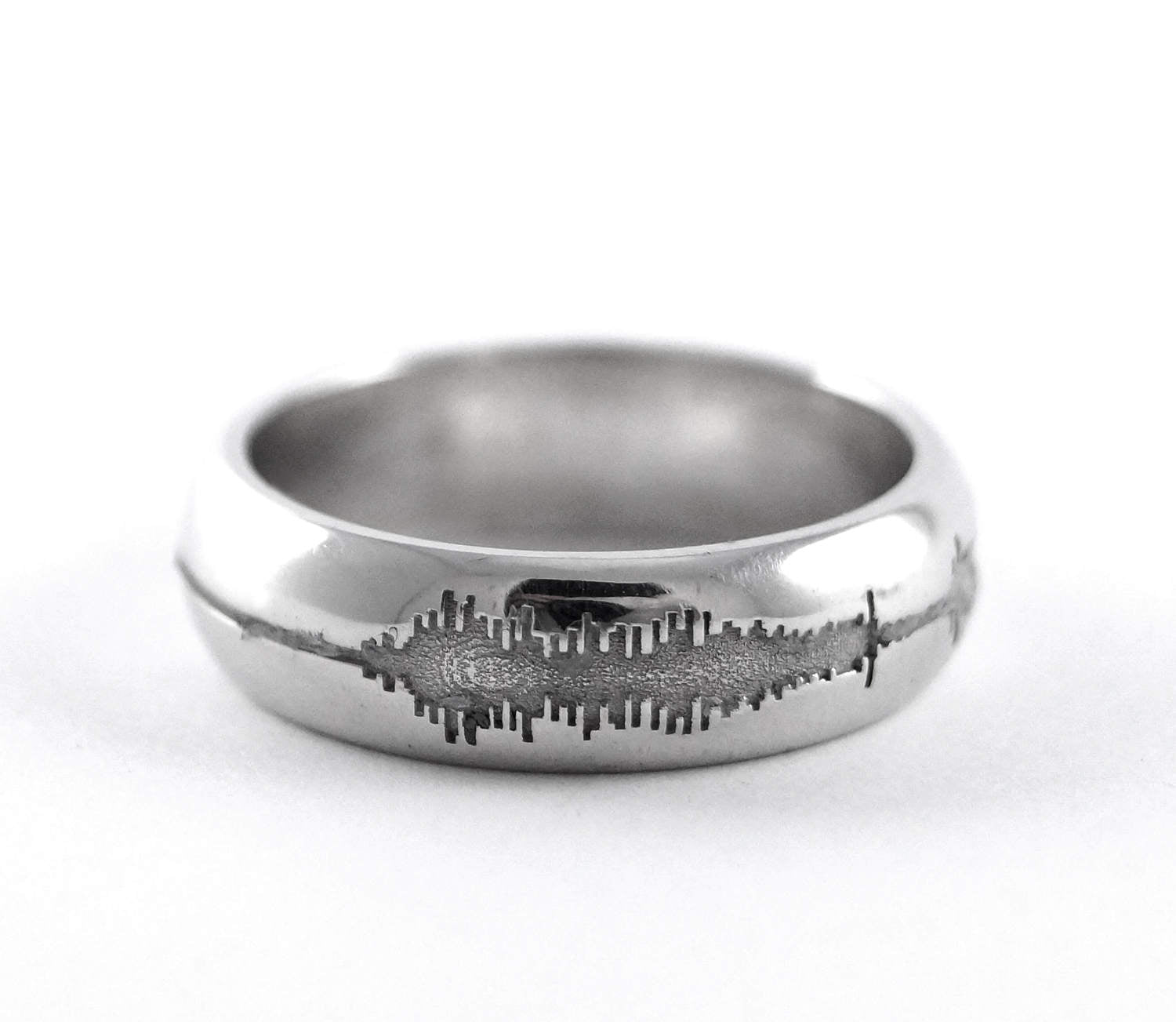 Sounds of Love - CAD 3D Printed Personalized Unisex Sound Wave Wedding Ring, Nerd Music Ring, Geek Wedding Ring, Geekery, Geek Chic, Mens