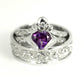 Claddagh Wedding Set  - New - White gold - Diamond - Garnet - Engagement Ring - Men&