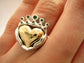 Two Tone Claddagh Wedding Engagement Family Ring Handmade Gold silver Irish Jewelry White Yellow Gold Platinum Statement Modern 50 51