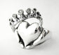 Rockabilly Claddagh Wedding Set - New - Sterling Silver and Diamonds - Engagement Ring and Wedding Band- Gifts For Her - Rickson  97&98