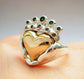Two Tone Claddagh Wedding Engagement Family Ring Handmade Gold silver Irish Jewelry White Yellow Gold Platinum Statement Modern 50 51