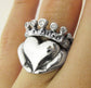 Rockabilly Claddagh Wedding Set - New - Sterling Silver and Diamonds - Engagement Ring and Wedding Band- Gifts For Her - Rickson  97&98