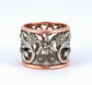 Scissors Ring Custom Flowers Hair Stylist Two Tone Filigree Silver White and Rose Gold Statement Ring Wide Band Hairdresser Art Nouveau