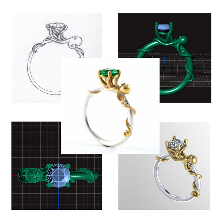 3D Printed Custom Designs Create Your Own Ring Drawings 3D CAD Models Wedding Engagement Gold Diamond Solitaire Master Jeweller Rickson