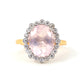 Rose Quartz Beauty - Handmade 3D CAD Vintage Inspired New Oval Two Tone White and Yellow gold Diamonds Engagement Alternative Wedding Ring