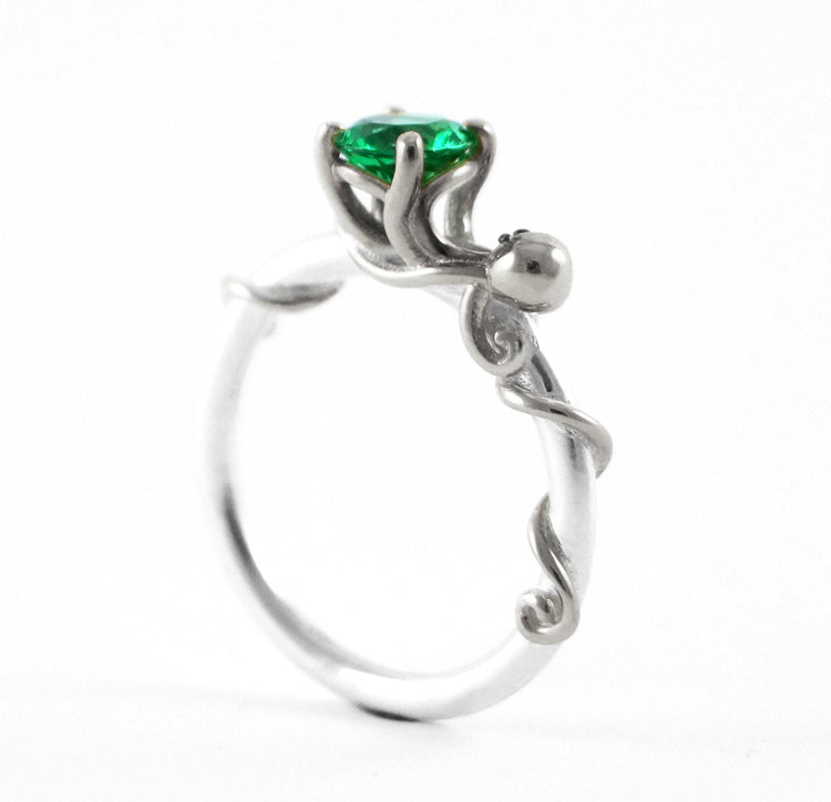 Octopus Joy - Ocean Emerald Engagement Ring for Cephalopod Kraken Sea Creature fans - Rickson 213 250 251 OCT