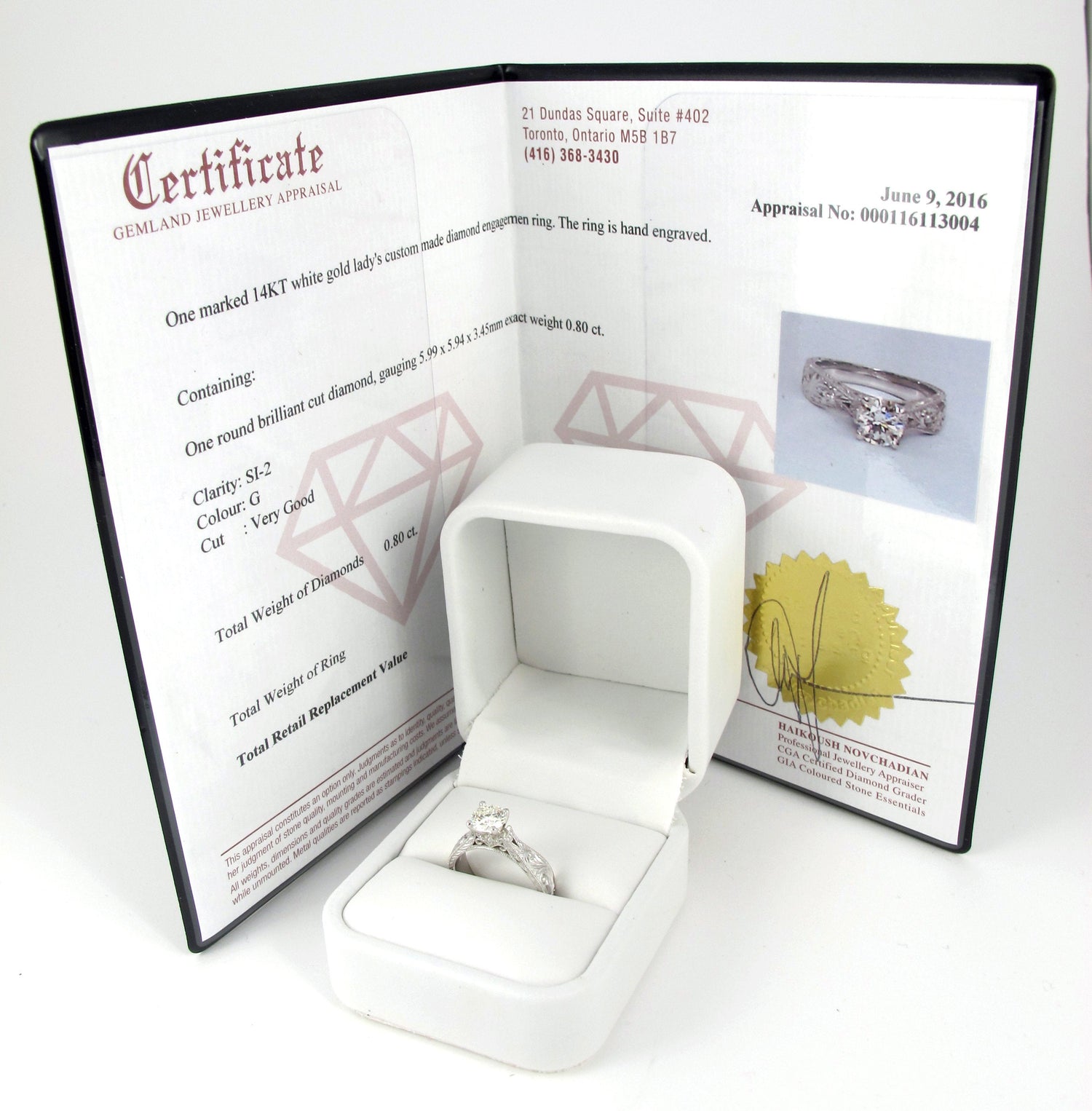 Jewellery Appraisal Certificate for Rickson Jewellery Rings Necklaces Earrings Diamond and Gemstones Gold and silver pieces