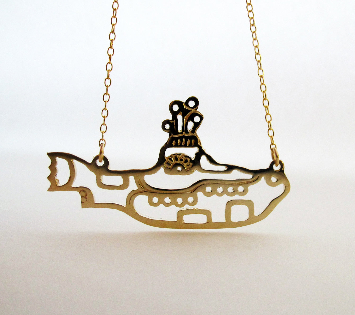 Submarine Necklace - Memorabilia Psychedelic Song Music Jewellery Collectible Cutout Kitsch Gold Brass Statement Retro British Youth 137