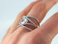Hexagon Dream - Silver Clear Quartz Unique Engagement Ring Customization Personalize, Statement Ring Alternative Wedding Trend Geometric