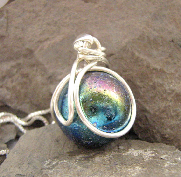 The POP in Interchangeable Nebula Necklace Marble Set - Ready to Ship Player Whopper swirl Galaxy gift for Marble collector Geekery Rickson