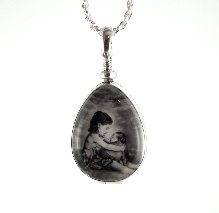 Custom Portrait Locket - Baby Child Son Daughter Pet Personalized Drawing Family Gift Push Present Ferneyhough Memorial Rickson Jewellery