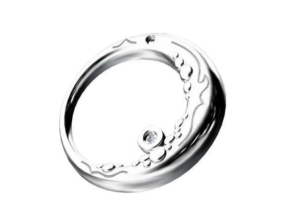 Ocean Moon Beauty Crescent Moon Celestial Astronomy tiny Sapphire Tarot Pagan Magical Wizard fantasy jewelry Sterling Silver White Gold H1