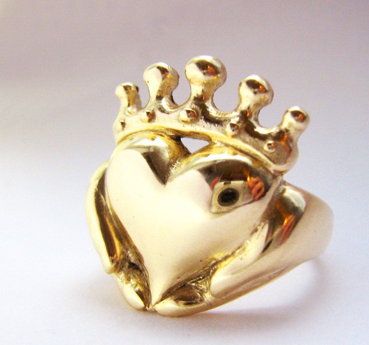 Solid Gold Claddagh Ring - Handmade Irish Jewelry White Yellow Rose Gold Platinum Custom Made to Order Celtic Gifts Rickson Jewellery 70
