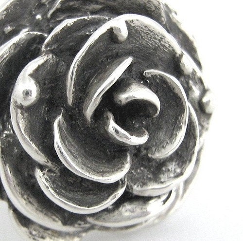 SALE Victorian Rose Necklace - Silver Goth Steampunk Black Rose Gift for Her Rose Staple Classic Pendant Floral Rickson Jewellery 38