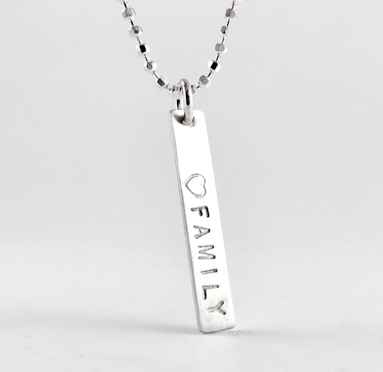 Shine On Bar Necklace Name Plate Hand Stamped Letter Flat Pendant Solid Sterling Silver Family Push Present trend lava rock essential oil