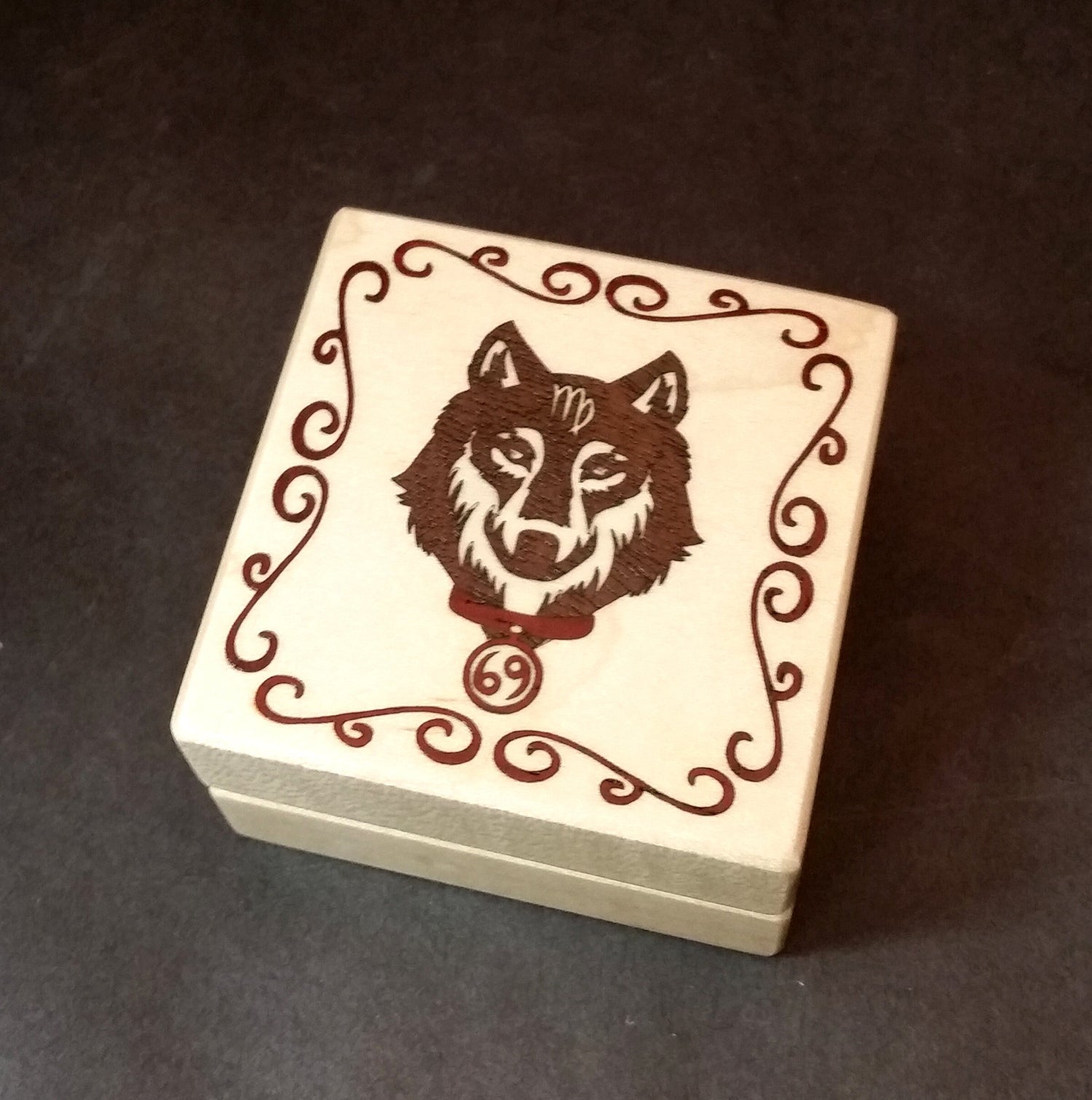 Custom Engagement Ring Box - Claddagh Wolf Cat Music Unique Skull Harley Quinn Push Present Nature Inspired Geek Nerd Goth Sound wave Rose