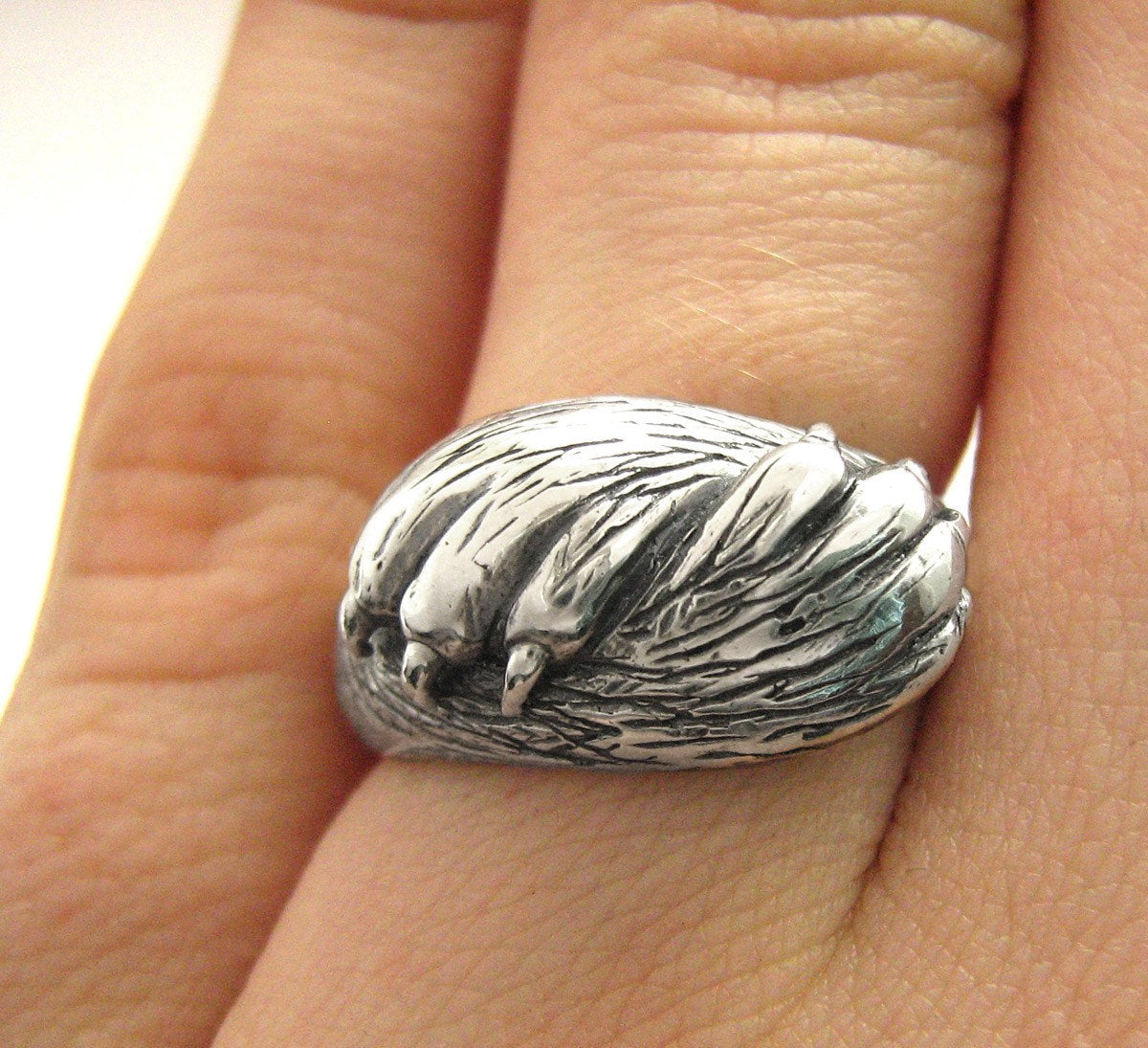 Paw to Paw - Silver Cat Ring - Cat Lover Wedding or Engagement Ring - Handmade - Pet Lover Jewelry - Sterling Silver - Valentine&