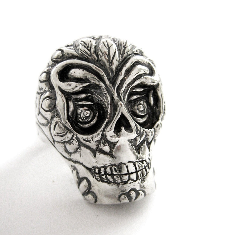 Sugar Skull Ring for Men Women Day of the Dead Santa Muerte Day of the dead Gothic Biker Ring Vintage Mexican Skull Ring Rickson Jewelry