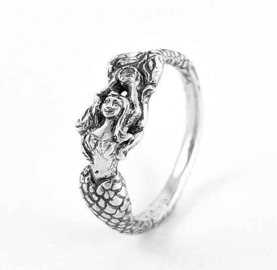 Mermaid Claudia - Sterling Disney Princess Engagement ring with a Diamond Ariel Diamond Ring Little Mermaid Nautical Mystical Jewelry 189