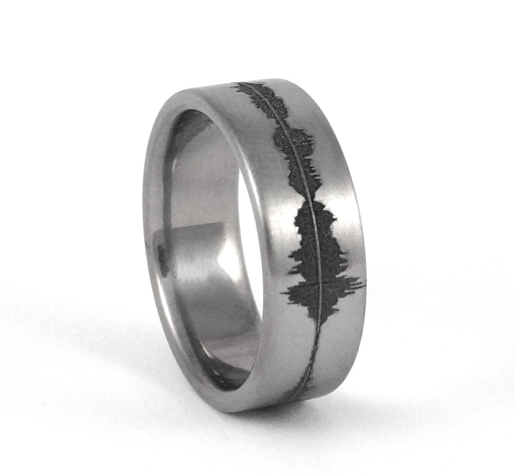 Custom Titanium Soundwave Ring - Geek Wedding Band for him, Personalized Rings, Unique Sound Wave Wedding Band, Geekery, Gift for him, Nerd