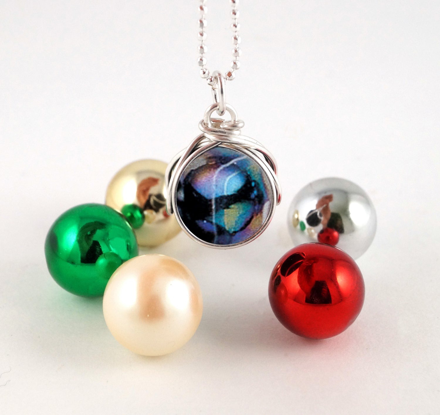 The POP in Interchangeable Nebula Necklace Marble Set - Ready to Ship Player Whopper swirl Galaxy gift for Marble collector Geekery Rickson
