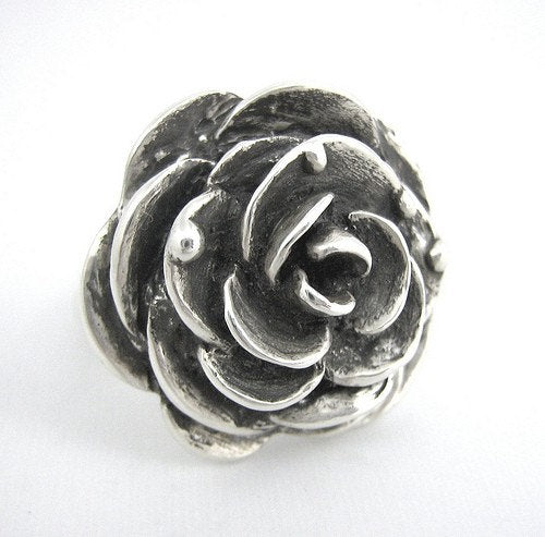 SALE Victorian Rose Ring - Silver Goth Steampunk Black Rose Ring Gift for Her Rose Engagement Wedding Statement Ring Rickson Jewellery 38