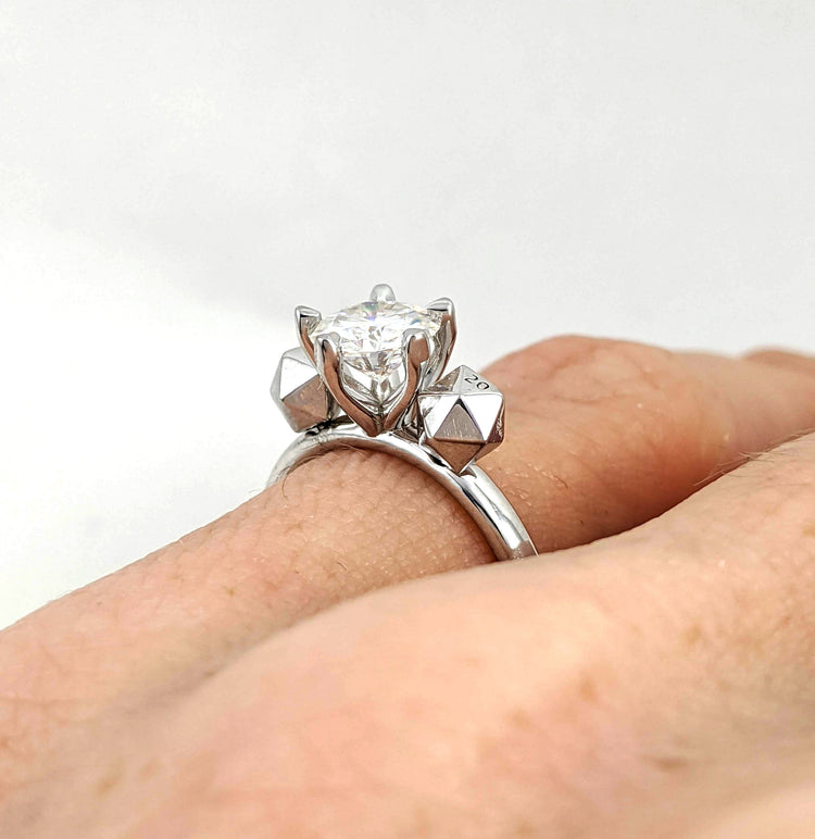 Dungeons and Dragons Dice Engagement Ring with 3 Gemstones and D20 Dice