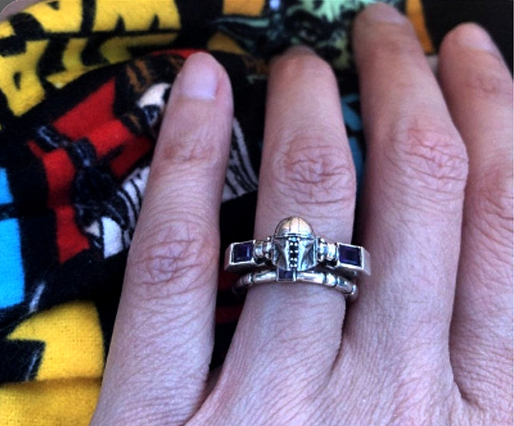 Mandalorian Engagement Ring with Mickey Ears Profile This is the Way Armor Helmet Baby Yoda Geekery Nerd Wedding May the 4th Be With You