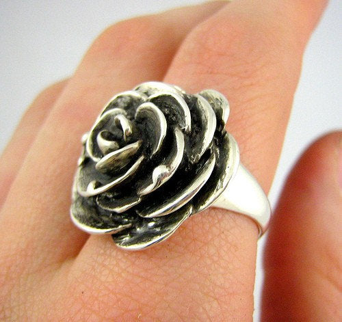 SALE Victorian Rose Ring - Silver Goth Steampunk Black Rose Ring Gift for Her Rose Engagement Wedding Statement Ring Rickson Jewellery 38