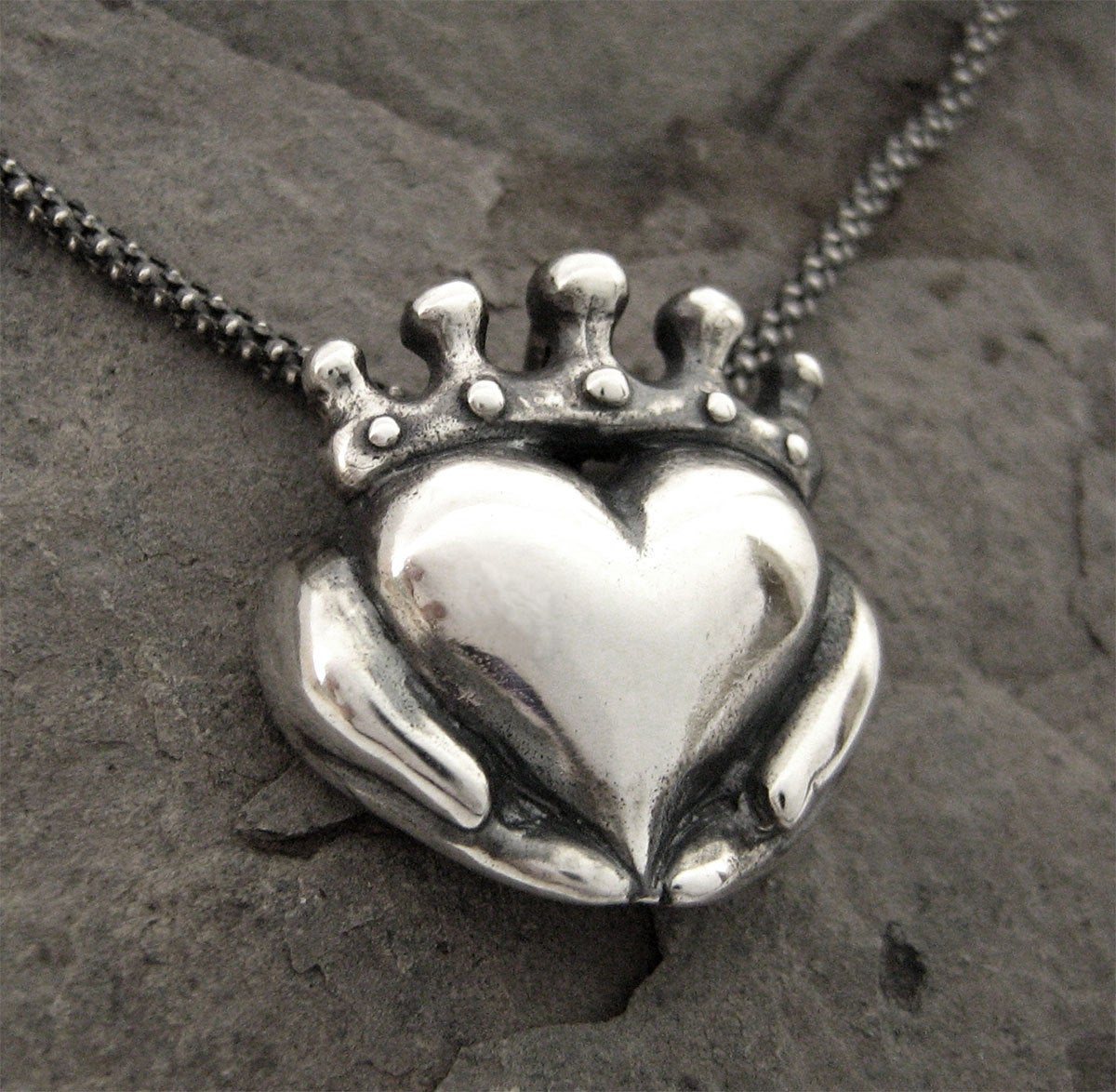 Handmade Claddagh Necklace - Ready to Ship, Claddagh pendant, Sterling Claddagh, Celtic Jewelry, Irish Promise Pendant, Gift for her 267 12