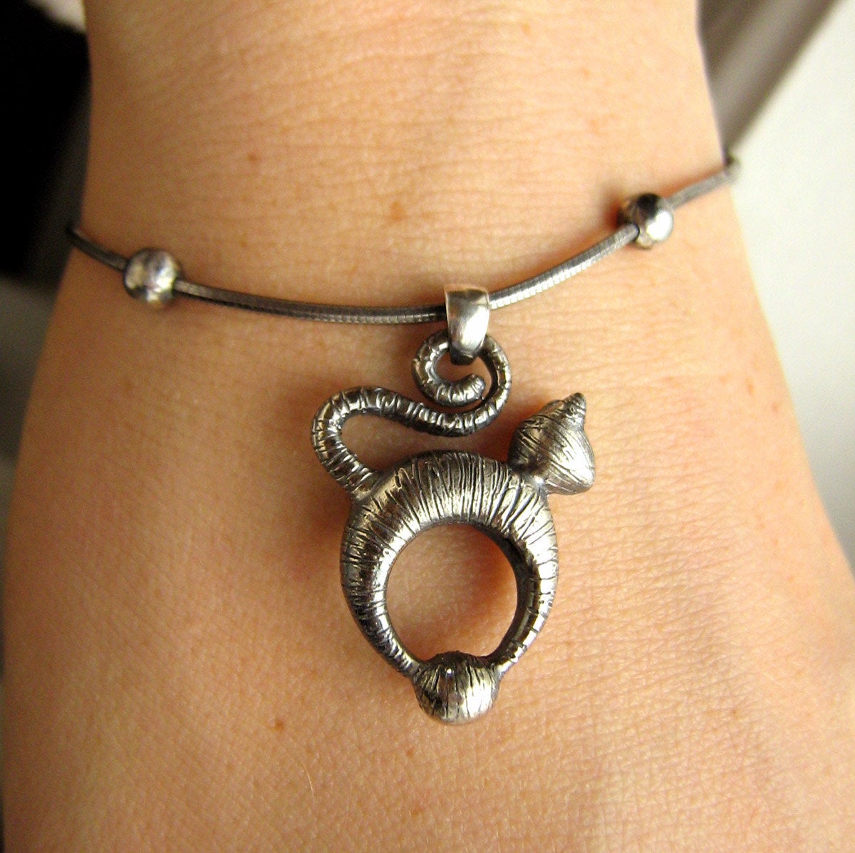 Cat Lover Bracelet - Smooth or Tabby Texture - Donation to Humane Society - Sterling silver  - Gift For Her - Daughter - Valentine&