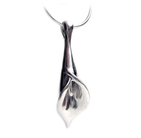 Calla Lilly Flower Necklace Push Preset Mom Girl Graduation Birthday Sister Mother Aunt Friendship Unique Valentine pretty silver gold 18