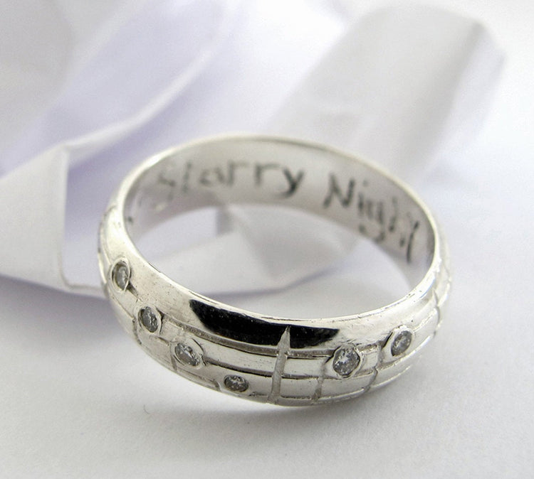 Your Song Diamond Wedding Ring - Custom Notes to Your Favourite Song - Personalized Engraving - Unique Design - Rickson Jewellery