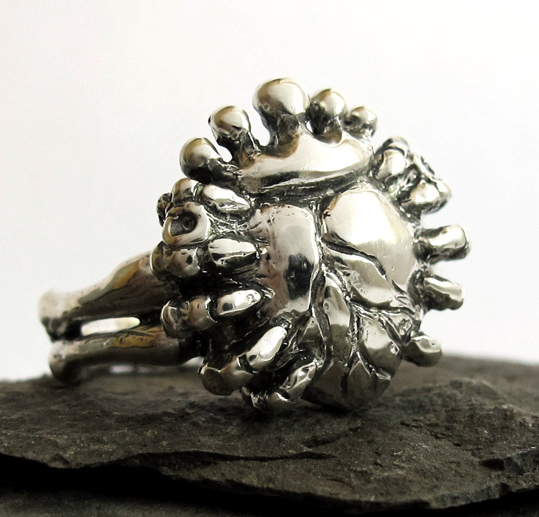 Love in Hand - Anatomical Heart Claddagh Ring, Skeleton Hands - Handmade, Sterling SIlver, Gift For Him, Gift For Son, Rickson Jewellery 103