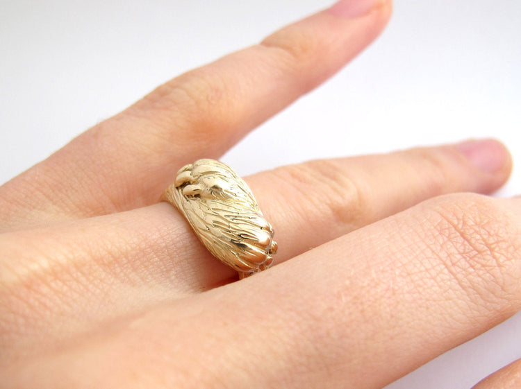 Paw to Paw Gold Ring - Animal Ring - Wolf Ring - Cat Ring - Mens Wedding Ring - Engagement Ring - Handmade - Rickson Jewelleryp