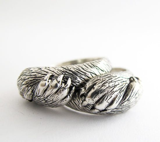 Paw to Paw Wolf Wedding Ring Set
