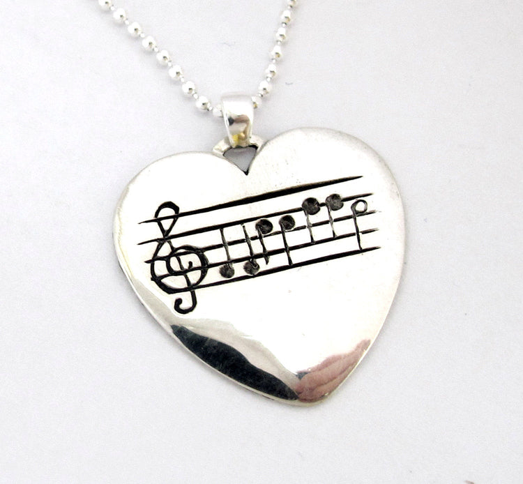 I Heart Music, Sterling Music Note Guitar Pick Necklace, Sheet Music Jewelry, Custom Music, Music Note Guitar, Gift For Her, Rickson 110