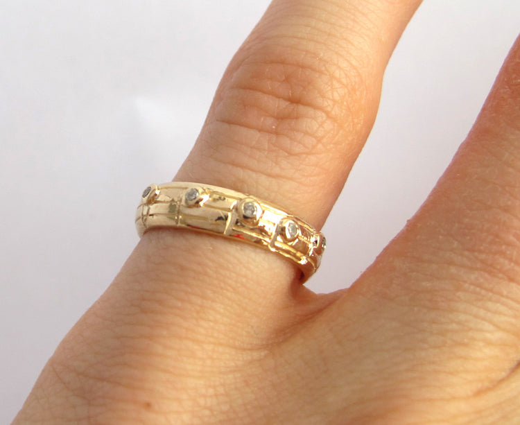 Your Song Wedding Ring Set, Yellow White Rose Gold, Made to Order, Unique Wedding, Alternative Sheet Music, Choose Song, Rickson Jewellery