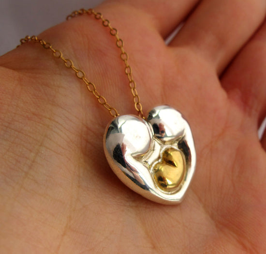 Family is Golden is a Delux Heart Necklace with a Personalized Engraving - Donation, Gold baby Push Present Valentine Mother&