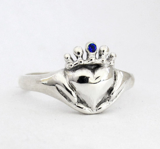 Claddagh Ring Small, With or Without a stone, Promise Ring, Birthstone Ring, Gifts for Her, Celtic Handmade Sterling Irish, Personalized 115