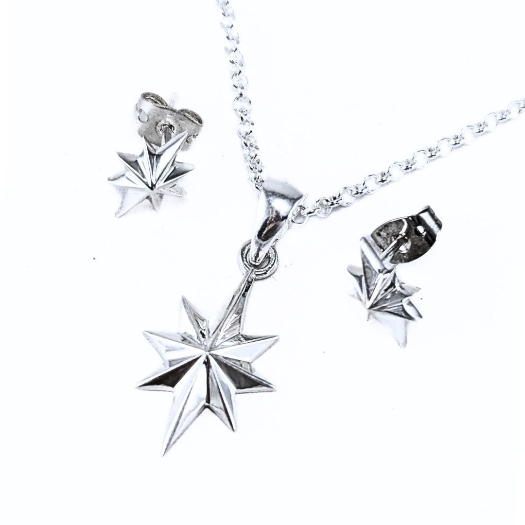 Find Your Trust North Star Tarot Card Healing Necklace and Earring Set