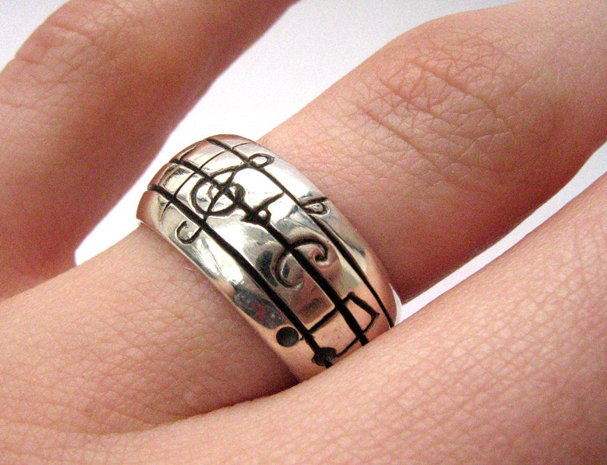 The Original Music Notes Ring, Sterling Music Wedding Ring, Personalized Sheet Music, Custom Music Note, Music Jewelry, boyfriend Gift 14