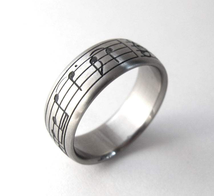 Custom Titanium Music Note Wedding Ring – RicksonJewelry