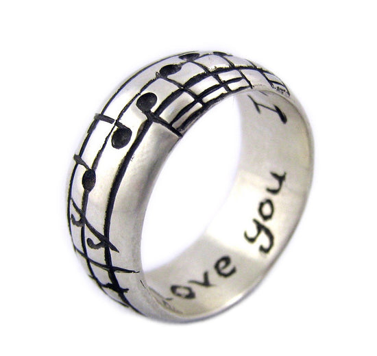 The Original Music Notes Ring, Sterling Music Wedding Ring, Personalized Sheet Music, Custom Music Note, Music Jewelry, boyfriend Gift 14