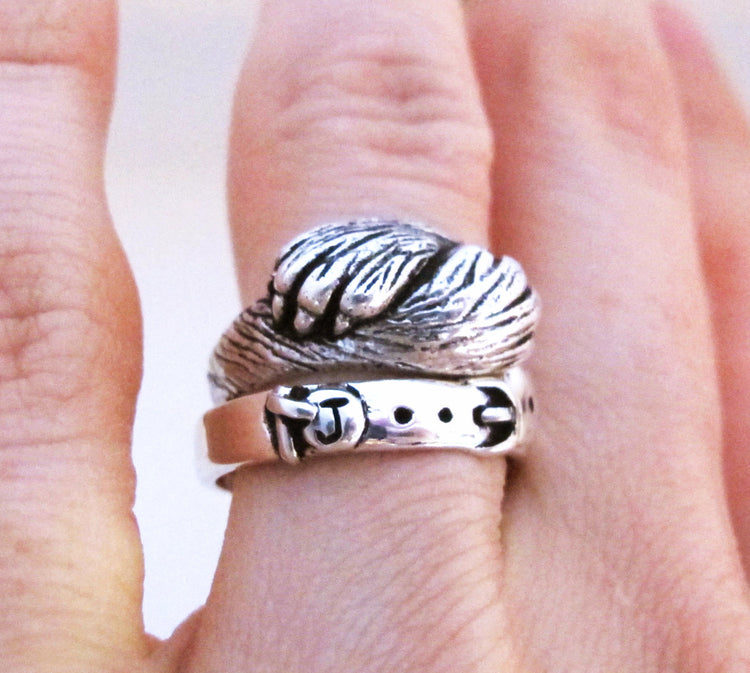 Paw to Paw - Silver Cat Ring - Cat Lover Wedding or Engagement Ring - Handmade - Pet Lover Jewelry - Sterling Silver - Valentine&