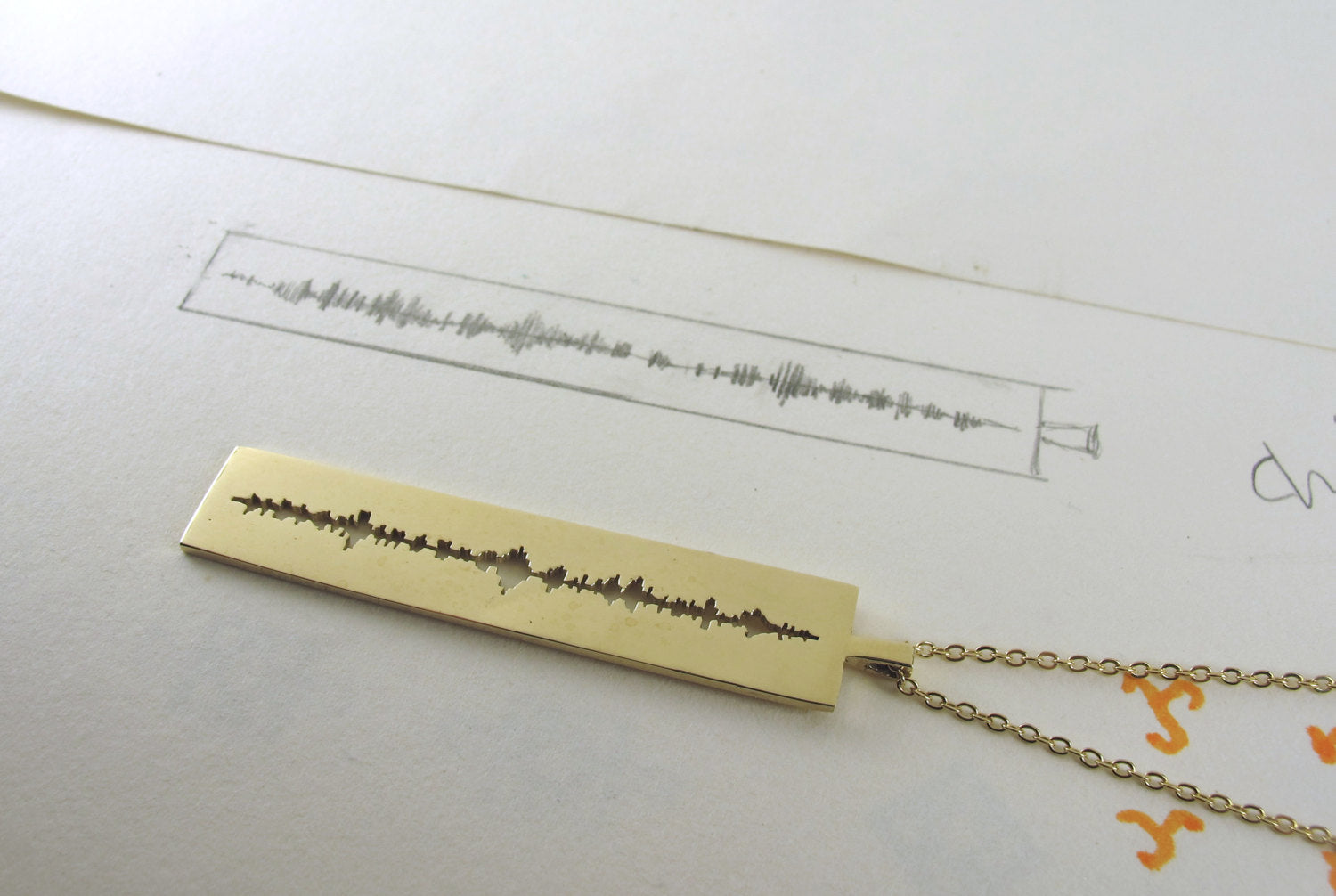 Sounds of Love - Personalized Soundwave Necklace Cut Out Design for Geekery Nerd Music Jewelry, Geek Chic, Hand Carved, Unique Valentine 178