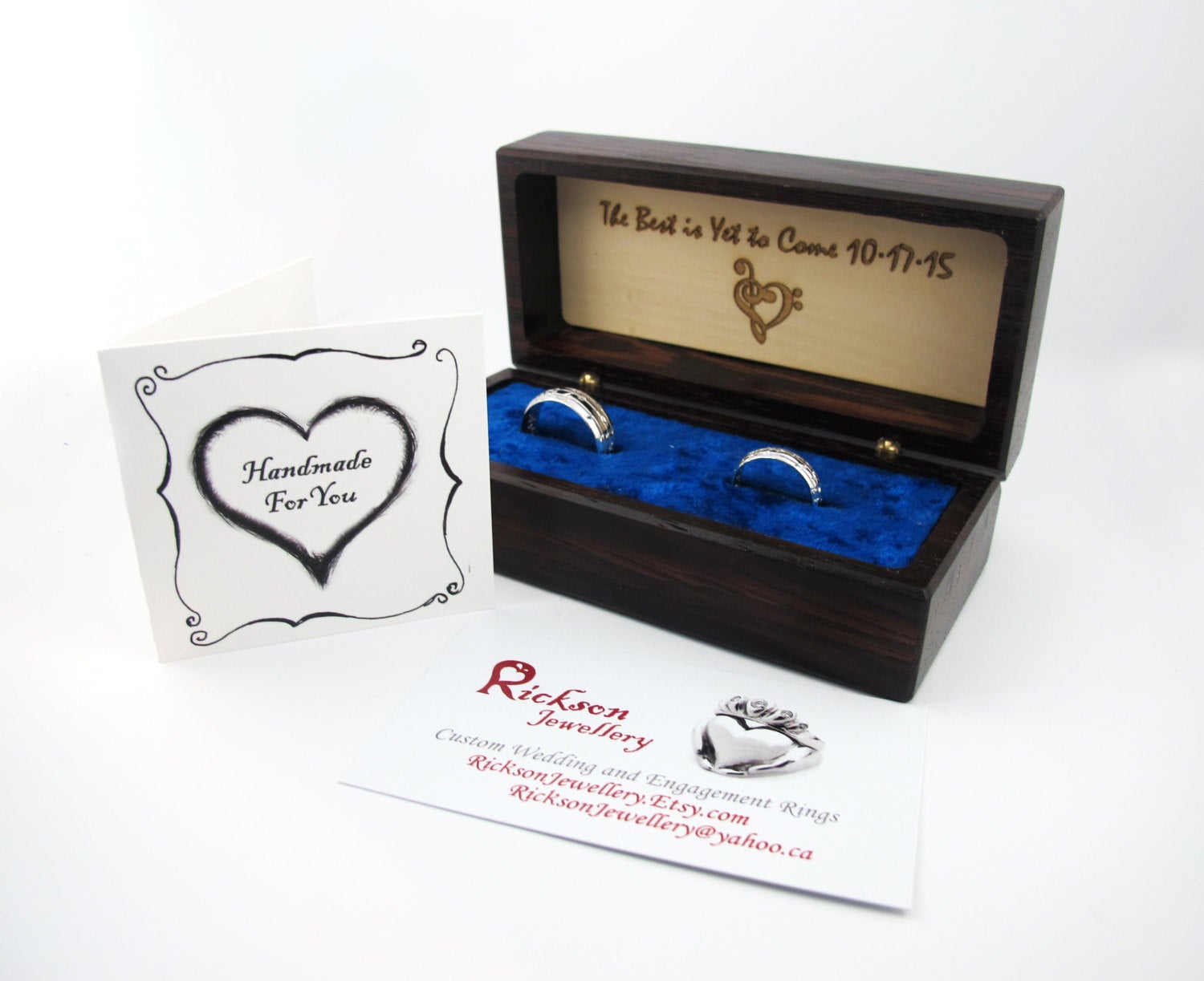 Custom Double Ring Box - Sheet Music Note Geek Nerd Sound wave Wedding Box- Original Bespoke Handmade Unique Alternative Wedding Bridal Gift