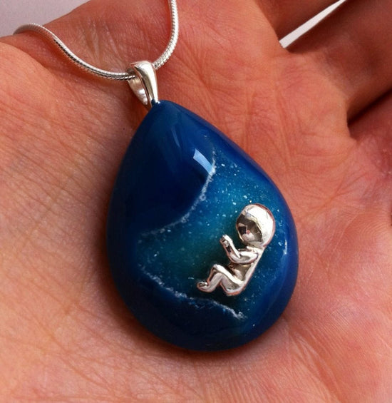 Baby Galaxy - Statement Birthstone Push Present, New Baby, Gemstone Necklace, Silver Baby Shower Gift, New Mom, Fertility Charm, Rickson 106